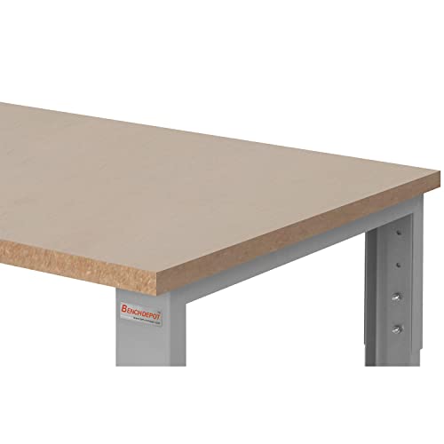 Table & Workbench: 1" Thick Particle Board Top, Height Adjustable Bench - 30" D x 48" L x 30" - 36" H - By BenchPro - size: 30" D x 48" L, style: Particle Board