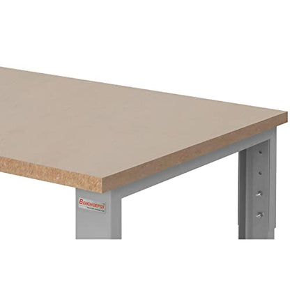 Table & Workbench: 1" Thick Particle Board Top, Height Adjustable Bench - 30" D x 48" L x 30" - 36" H - By BenchPro - size: 30" D x 48" L, style: Particle Board