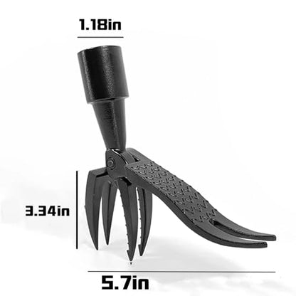 High Hardness Weed Pulling Tool - Manual Stand Up Weed Puller Tool Head Replacement - 4-Claw Steel Head Design, Black