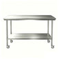 24x48 Stainless Steel 2-Tier Prep Table, 900LB Cart, Casters, Garage - color: Casters