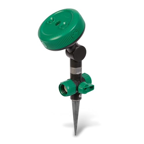 Gilmour Adjustable Spot Sprinkler with Spike Base, Pivoting Multi Pattern Sprinkler Head for Targeted Coverage in Flower Beds and Vegetable Gardens