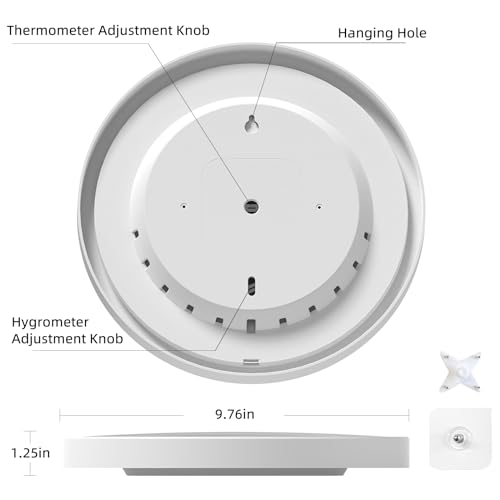 TIMESS 10-Inch Indoor Outdoor Thermometer Hygrometer, Battery-Free, White - color: White