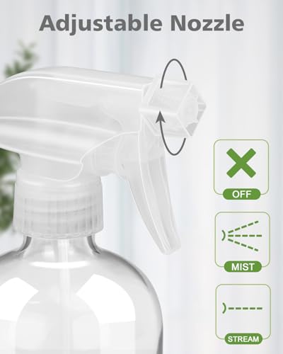 Glass Spray Bottles for Cleaning - 16 oz Spray Bottles with Silicone Sleeve - color: White