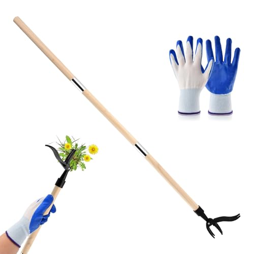 Weed Puller Tool, Stand Up Weed Puller Tool with Long Handle, Foot Platform Design - 4 Claw Steel Head Weeder Tool, Weeding Tool Weeds Remove Tools for Lawn/Yard