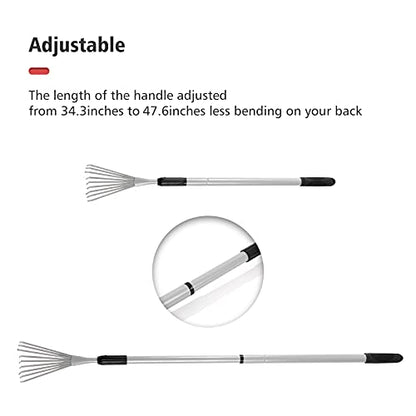 Extendable Handle Shrub Rake for Clean Debris Lawn Shrub Bush and Flowers