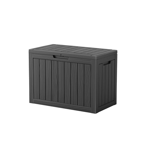 Vixzen 46 Gallon Outdoor Deck Box, Lockable Outdoor Storage Box for Patio Furniture, Garden Tool and Pool Supplies, Weatherproof and UV Resistant (Black, 46 Gallon) - color: Black, size: 46 Gallon