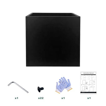 Galvanized Steel Planter Box 28 in Black Square Planters - color: Black, size: 28" L x 28" W x 28" H