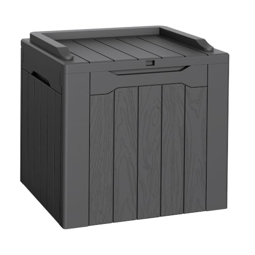 Flamaker Deck Box 31 Gallon Waterproof Resin Small Storage Box with Lid - color: Grey, size: 31 Gallon