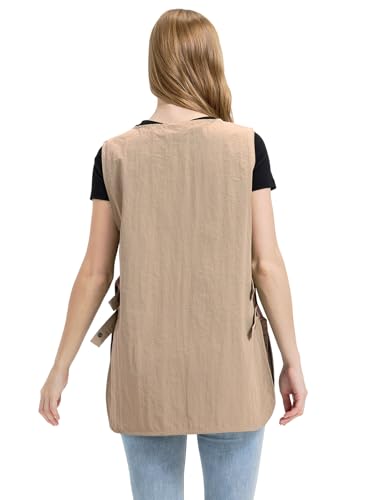 Molaxhome Smock Apron Unisex Waterproof Cobbler Apron with 3 Large Pockets - color: Khaki