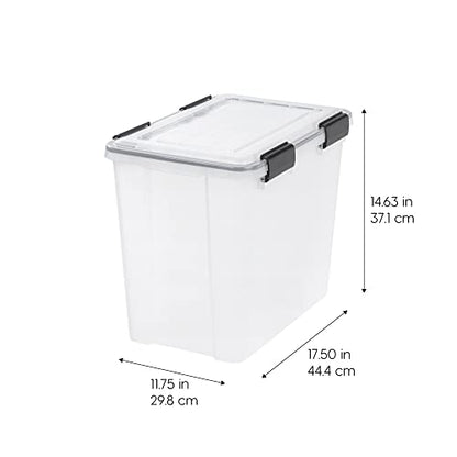 IRIS USA 4-Pack 32 Qt Storage Bins with Gasket Lids, Clear/Black - size: 36 Qt, style: 4 Pack