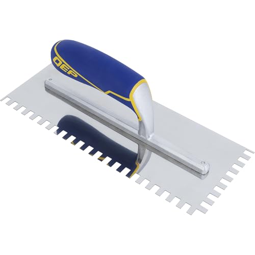QEP Comfort Grip Stainless Steel Trowel Square-Notch 1/4" x 3/8" x 1/4"