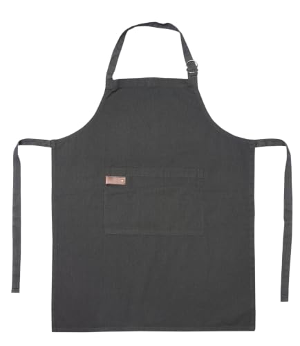 Washed Cotton Kitchen Apron | Adjustable 25x31, Black
