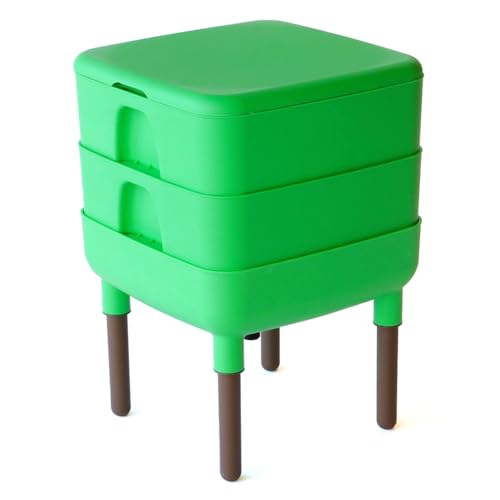 FCMP Outdoor - The Essential Living Composter, 2-Tray Worm Vermicomposter Bin (HF-LC4000v2-GRN) Green - color: Green