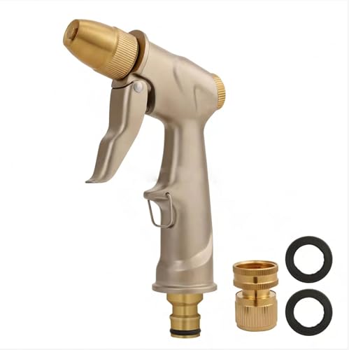 Garden hose nozzle spray, heavy metal high-pressure water gun, rotating can obtain different types of spray, watering plants and lawn, car washing, yard and pets (Short nozzle quick connection) - style: Short nozzle quick connection