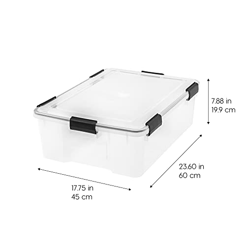 IRIS USA 4-Pack 41 Qt Storage Bins with Gasket Lids, Clear/Black - size: 41 Qt, style: 4 Pack