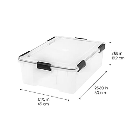IRIS USA 4-Pack 41 Qt Storage Bins with Gasket Lids, Clear/Black - size: 41 Qt, style: 4 Pack
