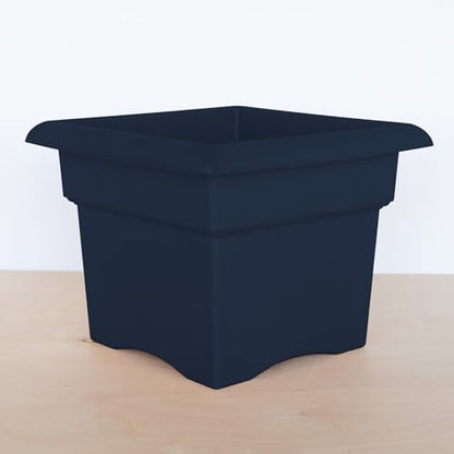 Bloem Veranda 14" Plastic Square Planter Box, Navy, 2-Pack - color: Navy, size: 14" (Pack of 2)