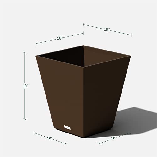 Veradek Pure Series Nobleton Planter - Tapered Square Outdoor Planter - color: Espresso, size: 18 inch - 2 Pack