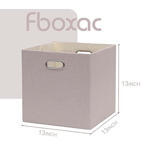 13x13x13 Inch Foldable Cube Storage Bins with Metal Handles, 4 Pack - color: Beige brown, size: 13 IN (4 Pack)