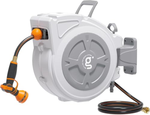 Giraffe Tools Retractable Hose Reel 1/2" x 65 ft Wall Mount Auto Rewind - size: 65ft
