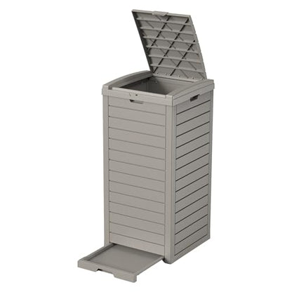 EFU 45 Gallon Outdoor Trash Can with Lid &Drip Tray, Waterproof Garbage Can - color: Grey, size: 45 Gallon