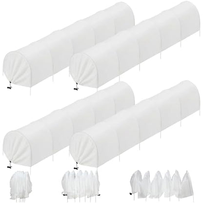 4 Pack 10ft Mini Garden Greenhouse Tunnel Net Cover - color: White