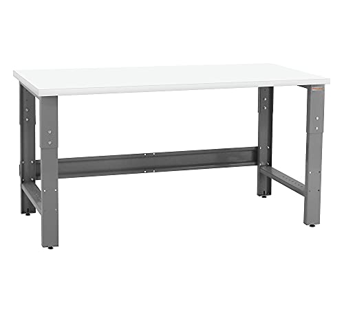 Table & Workbench: 1" Thick Laminate Top, Height Adjustable Bench - 30" D x 48" L x 30" - 36" H - by BenchPro - size: 30" D x 48" L, style: Plastic Laminate