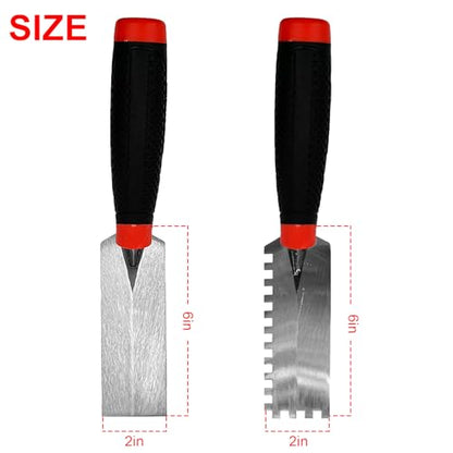 6 Inch Concrete Tile Tools 2pcs Set, Flat + Notched Margin Trowel - size: Flat+Notched