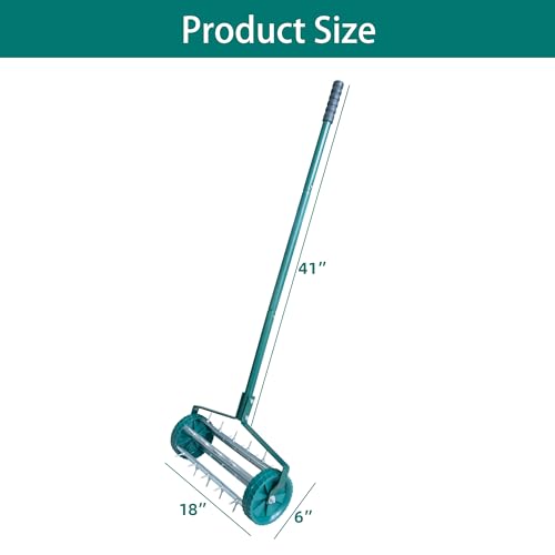 THUNDERBAY 18-Inch Heavy-Duty Rotary Spike Lawn Aerator for Garden & Yard, w/o Mud Guard - style: ARL001