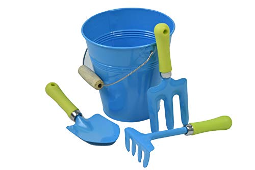 G & F Products 10051 JustForKids Kids Water Pail with Garden Tools Set, Blue,4 pieces - style: Blue Water Pail + Small Tool Set