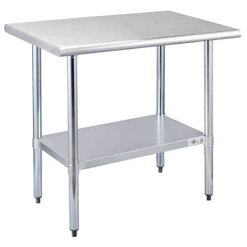 Profeeshaw Stainless Steel Prep Table 24''x36'' NSF Commercial Workbench - color: No Backsplash, size: 24''x36''