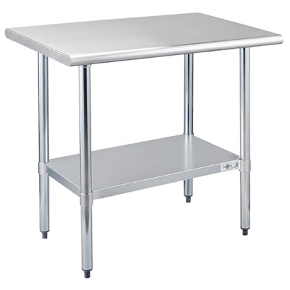 Profeeshaw Stainless Steel Prep Table 24''x36'' NSF Commercial Workbench - color: No Backsplash, size: 24''x36''