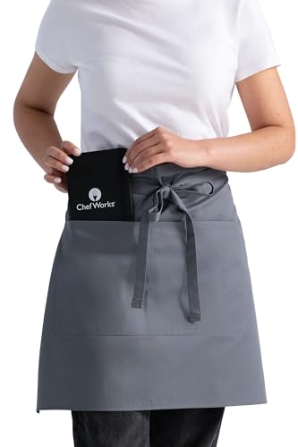 Chef Works Unisex Half Bistro Server Apron - color: Gray, 1 Pack