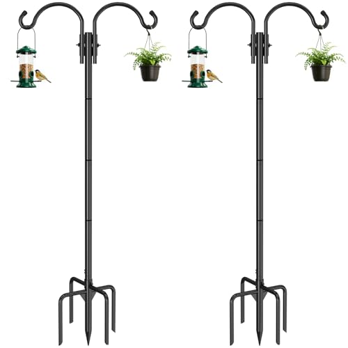 GOFORWILD 2 Pack Adjustable 76inch Double Shepherds Hook for Outdoor - size: 76 Inch