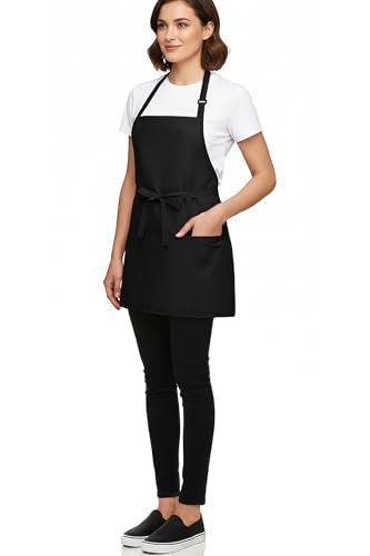 BOHARERS Kitchen Cooking Apron Unisex Adjustable chef apron with 3 pockets, 2 Pack Black - color: 02 Pack Long Black