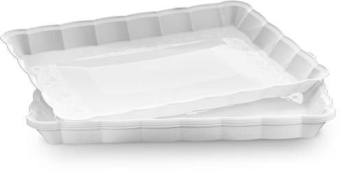 White Plastic Serving Trays - Serving Platters Rectangle 9X13 8 pack - color: White