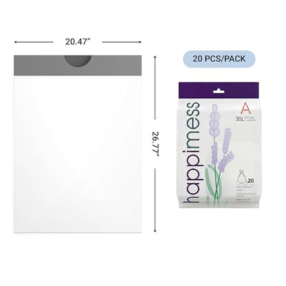 happimess 20-Count Lavender 8 Gal Drawstring Trash Bags, White, Pack of 6 - color: White (Lavender Scented), size: 120 Count (Pack of 1)