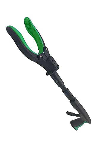 Grabber Tool 19" Aluminum Magnetic Claw with LED Light, Lightweight Foldable Reacher Grabber Pickup Tool, Gripper Grabbers for Elderly Grab it Reaching Tool Trash Picker Grabber, Green, By Luxet