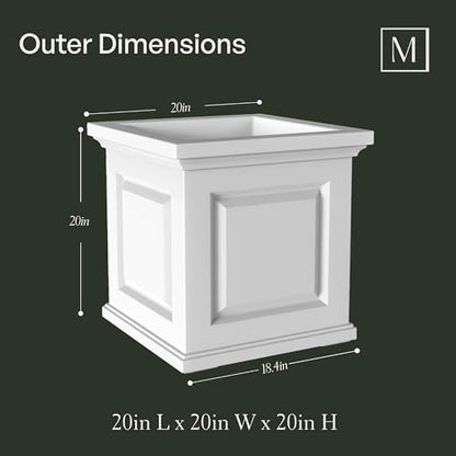 Mayne Nantucket 20in Self-Watering Square Planter, White - color: White