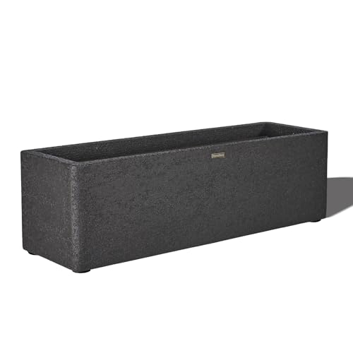 31" Rectangular Outdoor Planter - Handmade Fiberglass Composite - color: Charcoal Gray, size: Medium