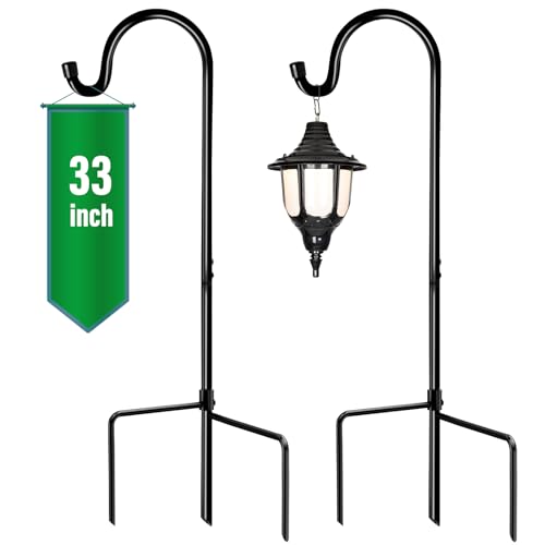 GOFORWILD 2 Pack 33 Inch Metal Shepherd Hooks for Bird Feeder Outdoor - size: 33 Inch