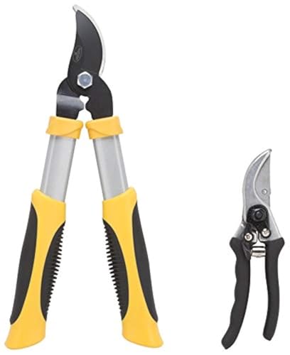 Edward Tools Lopper and Pruner Set - 15" Lopper and 8" Pruner - Heavy Duty Heat Treated Carbon Steel Blades - 1 1/2" Diameter Cut
