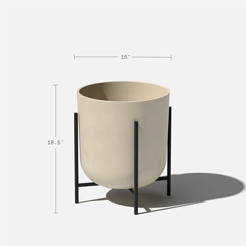 Veradek Mason Series Raised Lima Planter - Round Planter with Stand - color: Sand, size: 15 inch - 2 Pack