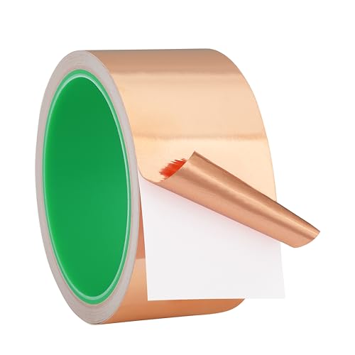 Copper Foil Tape with Double Conductive Adhesive Copper Tape for Guitar and EMI Shielding, Paper Circuits, Crafts, Electrical Repairs, Grounding (2 inch x 33 Feet) - size: 2 in x 33ft