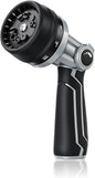 RAINPOINT Full-Metal Garden Hose Nozzle, Heavy Duty Water Hose Nozzle Sprayer With 10 Adjustable Patterns & High Flow,Thumb Control For Flow Adjustment, Ideal For Watering, Washing, Black-2 Pack - color: Black