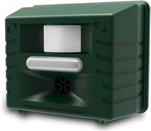 ASPECTEK Yard Sentinel Ultrasonic Animal Repeller with Strobe Light, 3 Mode Protection, Motion Sensor, Deterrent for Deer, Raccoons, Squirrels and Opossums AC and Battery Powered - 1 Pack - style: With Strobe Light