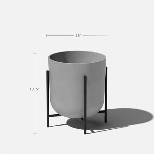 Veradek Mason Series Raised Lima Planter - Round Planter with Stand - color: Gray, size: 15 inch - 2 Pack
