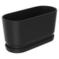 13" Rectangular Ceramic Planter with Drainage and Saucer, Black - color: Matte Black, size: Large