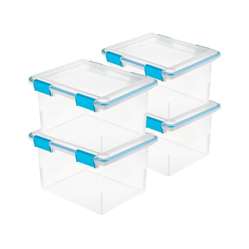 Sterilite Gasket Storage Box with Lids for Home & Office, 32 Quart, 4-Pack - size: 32 Quart, style: 4 Pack