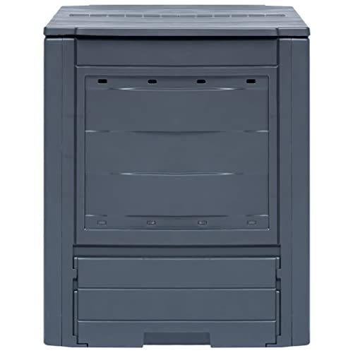 Plastic Compost Bin with Split Lid, 68.7 Gal Outdoor Garden Composter Gray, Square Waste Container for Leaves and Lawn Clippings